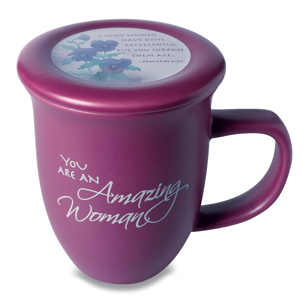🌹”Amazing Woman” • Vintage Beautiful Inspirational Mug with Lid Coaster •